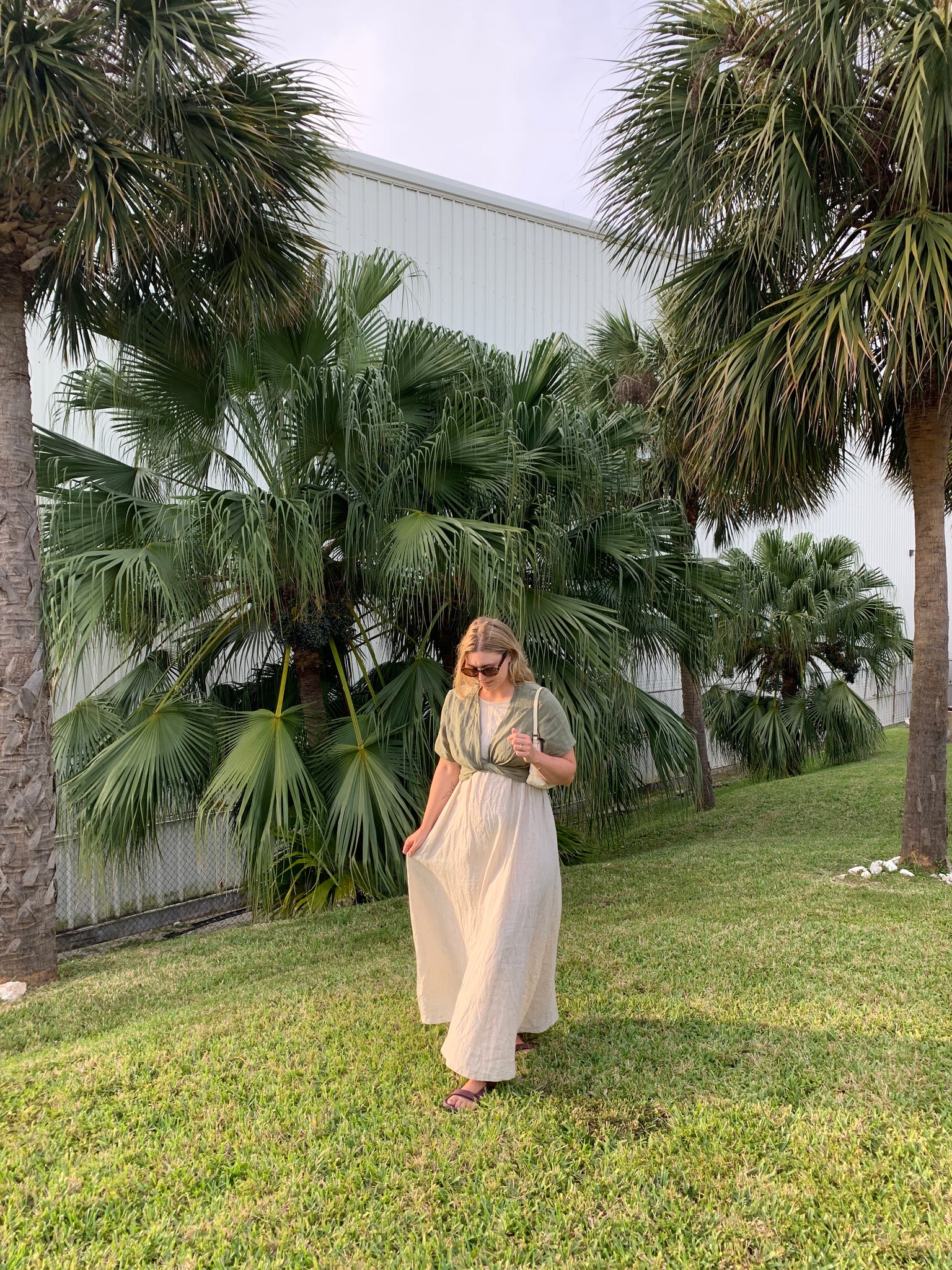 Linen summer set with wrap top and flowy maxi dress