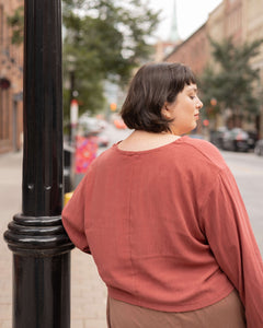 Muted Red Blouse, plus sizes