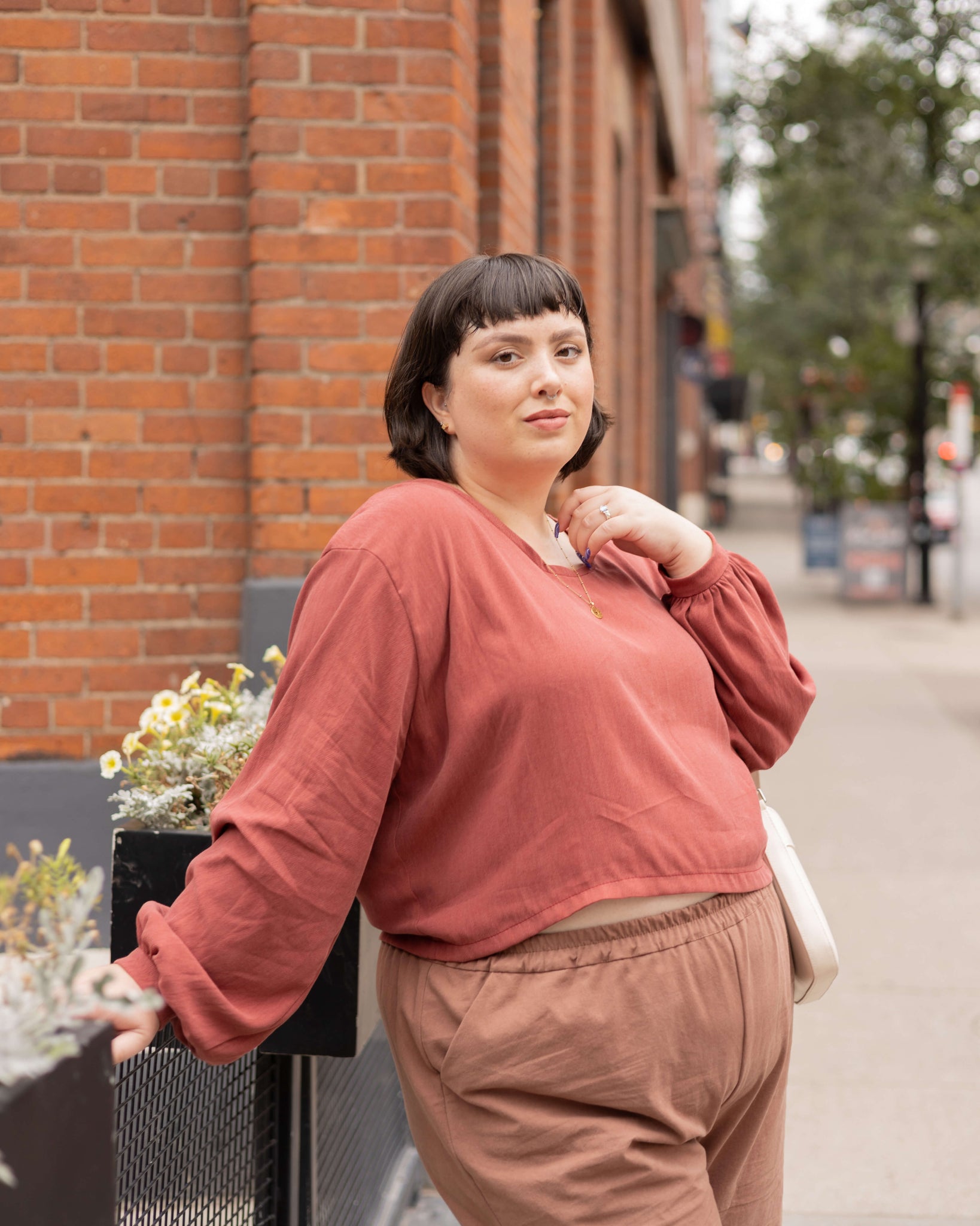 Soft Red balloon sleeve blouse, size 1x