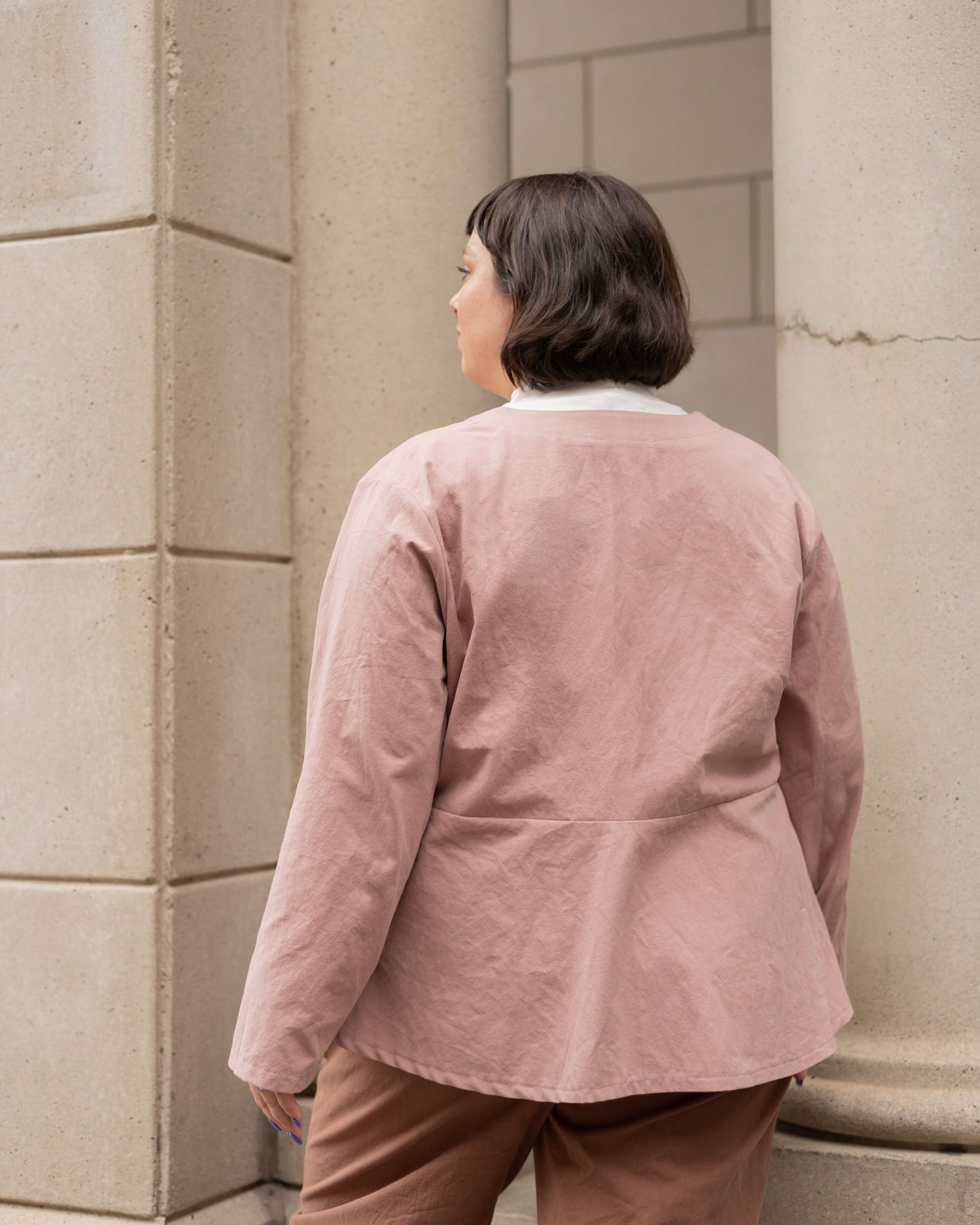 back view of an organic cotton jacket