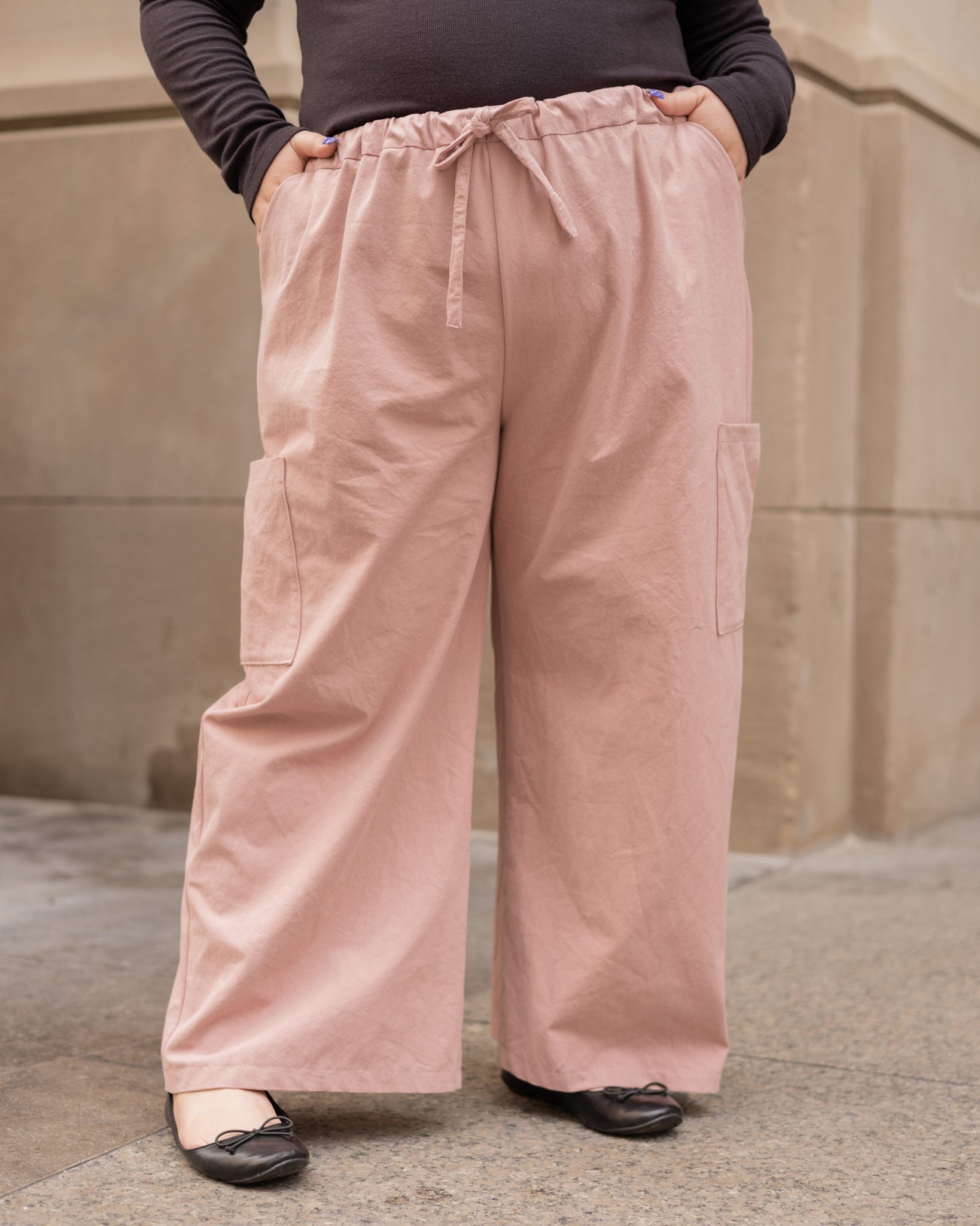 organic cotton wide leg cargo pants plus size