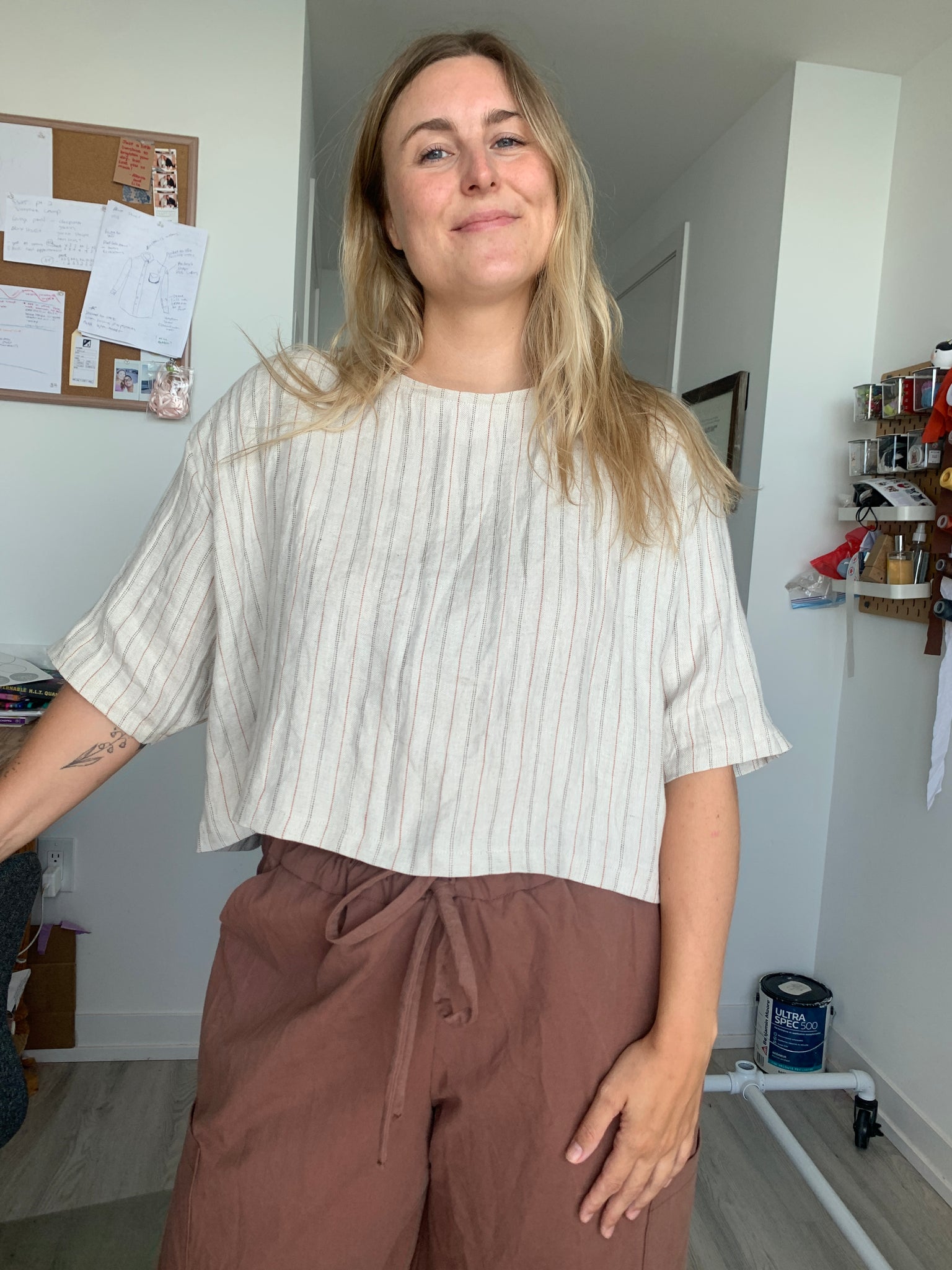 Cropped Beach Tee | Terra Stripe