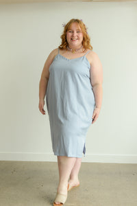 pale blue plus size tencel dress made in canada